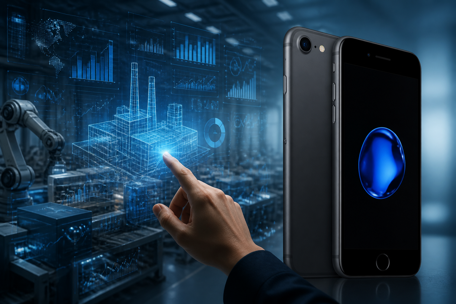 Ganhe um iPhone 7! Sua fábrica na ponta dos dedos e de iPhone 7