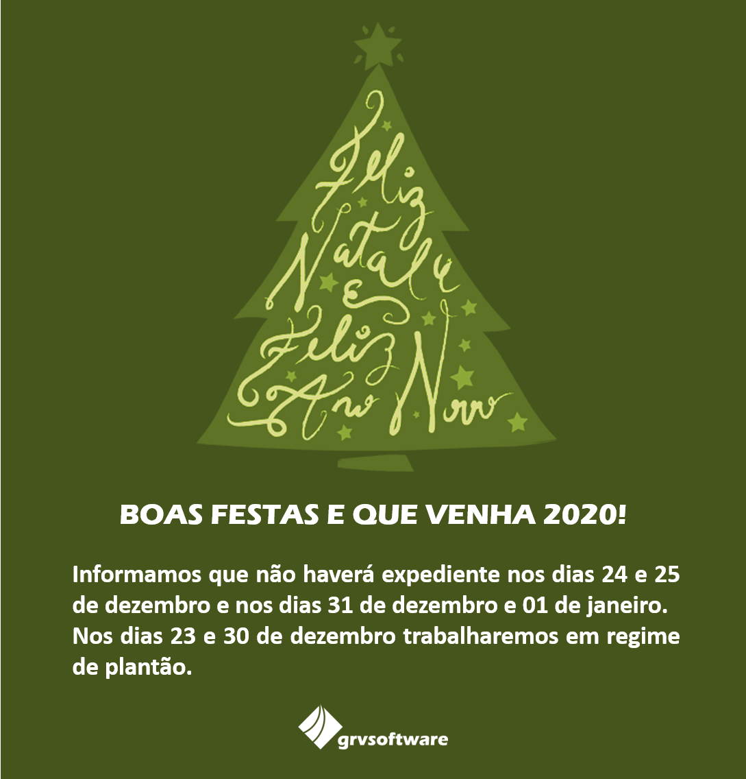 Boas festas!! Confira o nosso horário de funcionamento - GRV Software - ERP industrial